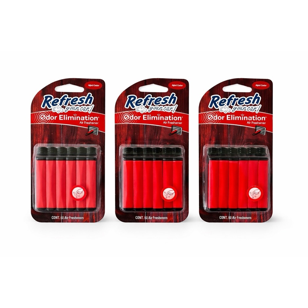 Refresh Your Car! AGED CEDAR-Car Air Freshener Vent Sticks 3 Packs/18-Count